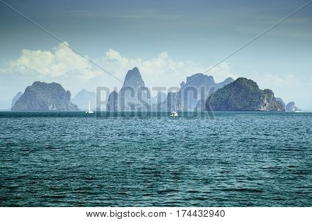 view of island group in Thailand Phang nga