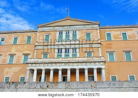 Greek Parliament on the nice day in Athens, Greece