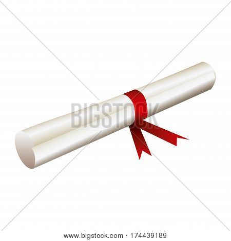 color diploma with red ribbon icon, vector illustraction design