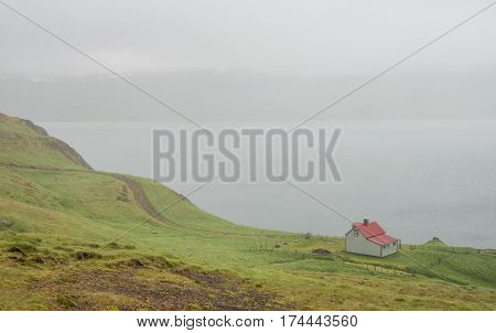 Scenic and tranquil landscape in Iceland during summer time
