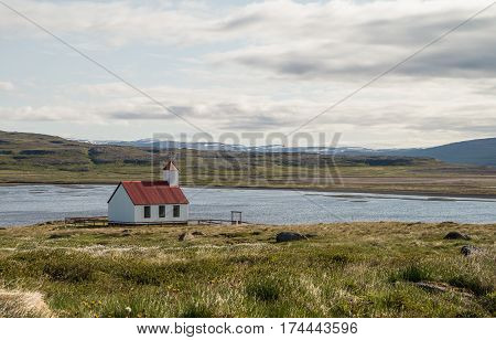 Scenic and tranquil landscape in Iceland during summer time