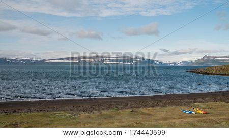 Scenic and tranquil landscape in Iceland during summer time