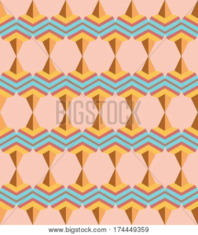 Seamless arabic geometric 3d abstract brawn blue pattern.Creative geometric ornament on color background. For design wallpaper cover invitation fabric. Vector background.