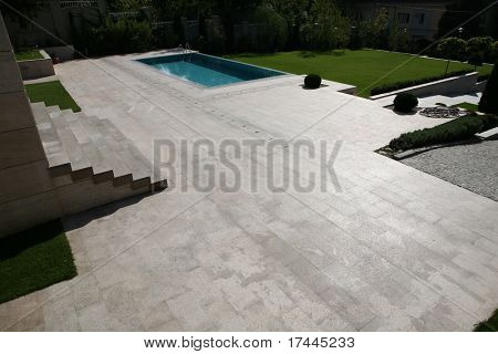 large courtyard with pool