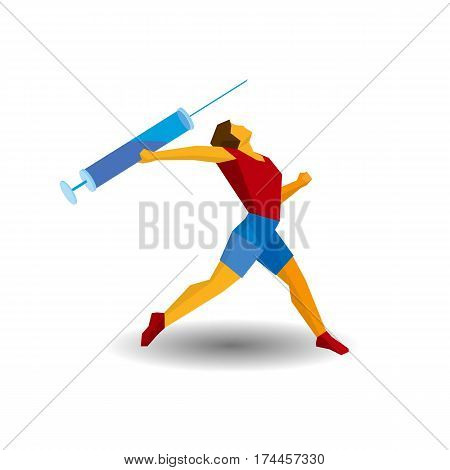 Athlete Throwing The Javelin In The Form Of Syringe