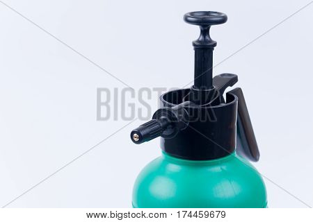 Handy Plastic Water Irrigation Pump. Isolated On White Backgroun