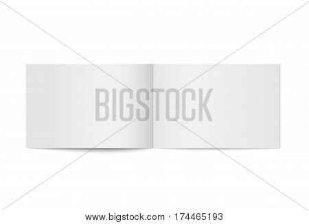 Vector mock up of booklet isolated. Opened horizontal magazine, brochure or notebook template on white background. 3d illustration for your design