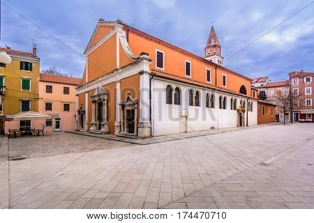 Scenic colorful view at ancient landmark Church Sv. Sime in Zadar town, Croatia.