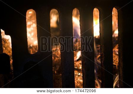 The fire from the burning bales of soya, photographed stove in a small village near Novi Sad, Serbia
