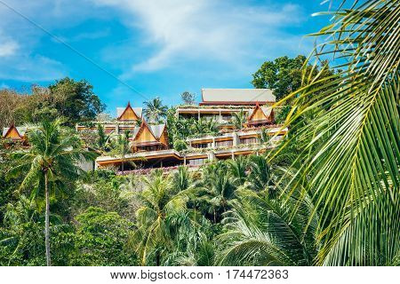 Tegalalang Rice Terrace fields nature with mountain view of Ubud village in Bali island, Asia. Indonesia landscapes with lush tropical nature full of palm trees and warm sun.