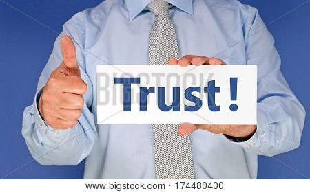 Trust - Manager with sign and thumb up