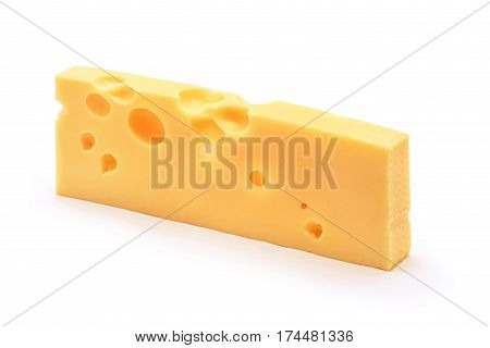 emmentaler cheese block isolated on white background