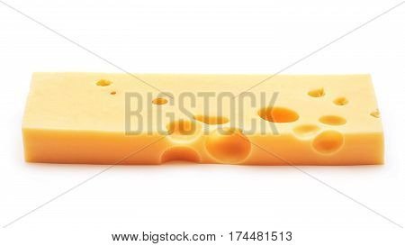 emmentaler cheese block isolated on white background