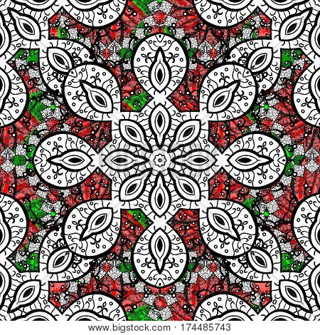 Eastern style element. Golden element on background. Vector illustration for invitations cards web page. Line art seamless border for design template. Golden outline floral decor.
