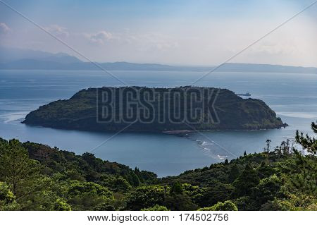 Chiringajima Island From Hill Top In Ibusuki, Kyushu, Japan