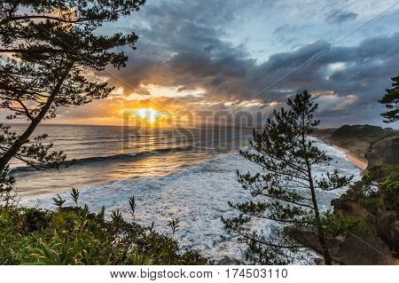 Beautiful Sunset And Coastline In Southern Of Ibusuki, Kyushu, Japan..