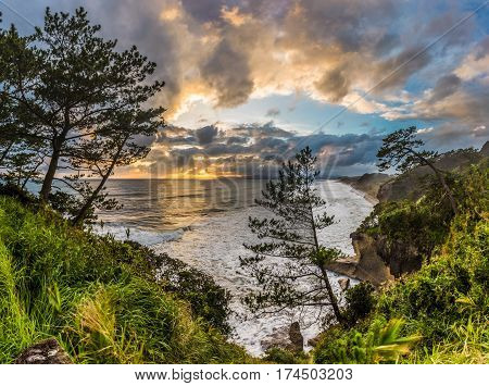 Beautiful Sunset And Coastline In Southern Of Ibusuki, Kyushu, Japan..