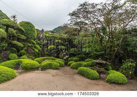 Beautiful Japanese garden in Chiran Samurai district in Kagoshima Japan