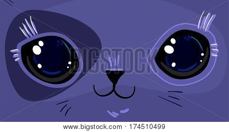 Cat Face vector illustration, beautiful cat eyes