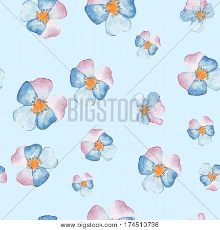 Hand drawn watercolor floral seamless pattern with pansies 2