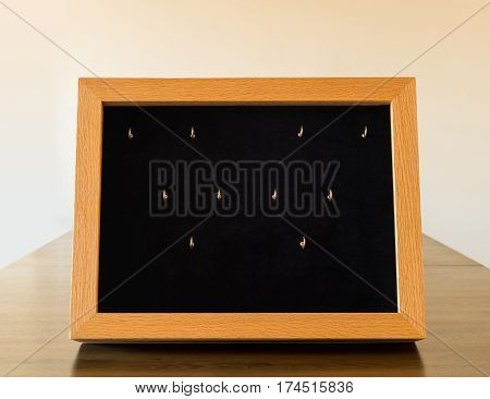 Wooden display case with glass window to show small jewelry or products in store or art fair