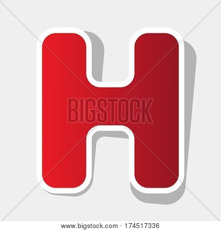Letter H sign design template element. Vector. New year reddish icon with outside stroke and gray shadow on light gray background.