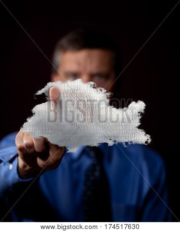 Senior executive or CIO reaches towards cloud computing web services architecture