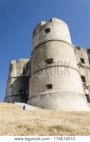 view of the castle of Evoramonte close to Evora Alentejo portugal.