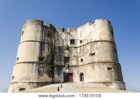 view of the castle of Evoramonte close to Evora Alentejo portugal.