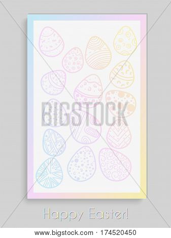 Vector Easter postcard or poster with coloured eggs. Can be used as background.