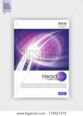 Journal cover template. Banner front cover. Futuristic waves lines. Vector. Booklet cover design in A4.