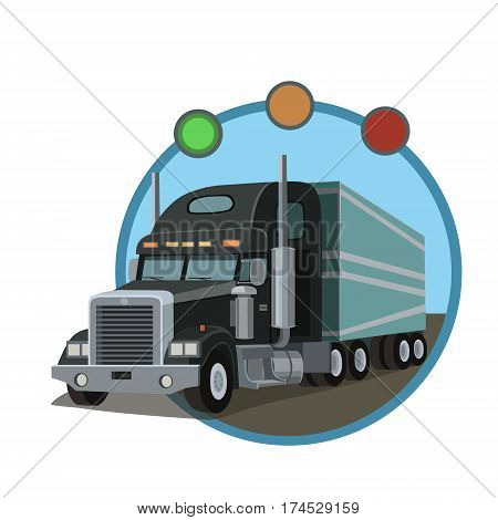 Black cargo car with the trailer for transportation of goods wholesale and retail on the item the destination!