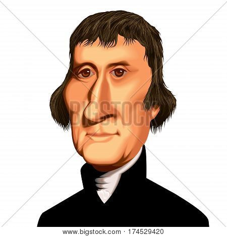 Vector Caricature Ilustration American US President Thomas Jefferson Political Portait