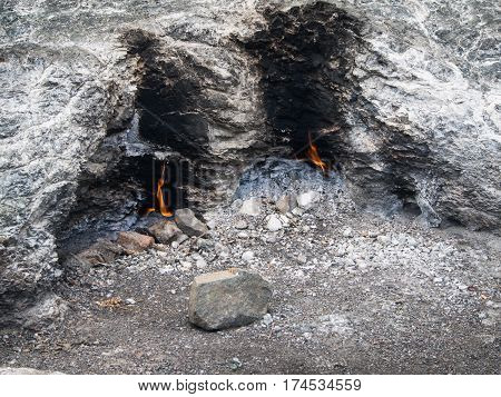 Chimaera eternal flame at Olympos mountain Turkey