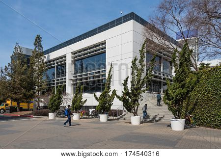 Mountain View CA USA - March 3 2017 - Google employees walking towards Google headquarters building in Mountain View CA USA on March 3rd 2017.