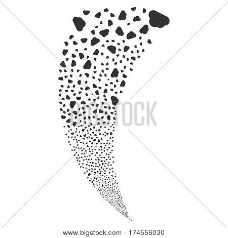 Cloud random fireworks stream. Vector illustration style is flat gray iconic symbols on a white background. Object fountain organized from scattered pictograms.
