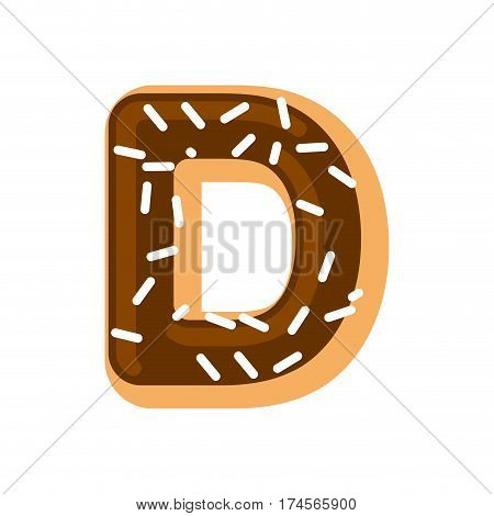 Letter D Donut Font. Doughnut Alphabet. Sweet Lettering. Candy Abc Sign