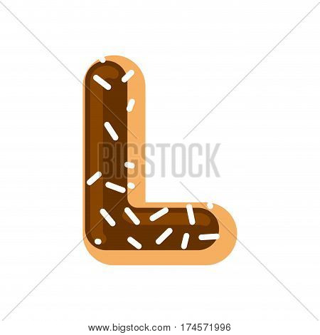 Letter L Donut Font. Doughnut Alphabet. Sweet Lettering. Candy Abc Sign