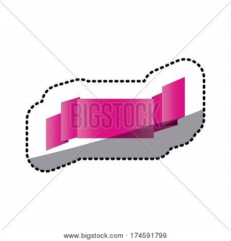 sticker magenta shiny satin ribbon icon decorative vector illustration