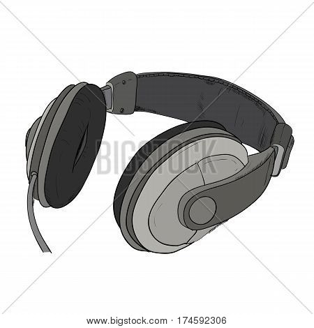 Vector color sketch of headphones. Hand draw illustration.