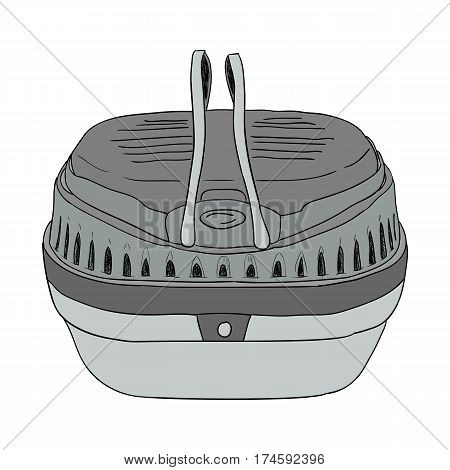 Vector color sketch pet dog travel cage. Hand draw illustration.