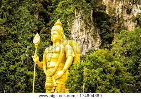large Indian buddha at Batu Caves Kuala Lumpur Malaysia.