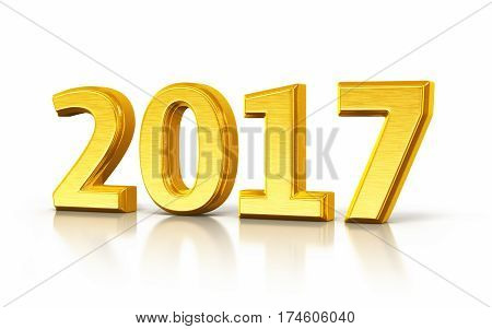 3d render New Year 2017 Gold render (isolated on white and clipping path)