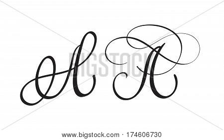 art calligraphy letter A with flourish of vintage decorative whorls. Vector illustration EPS10