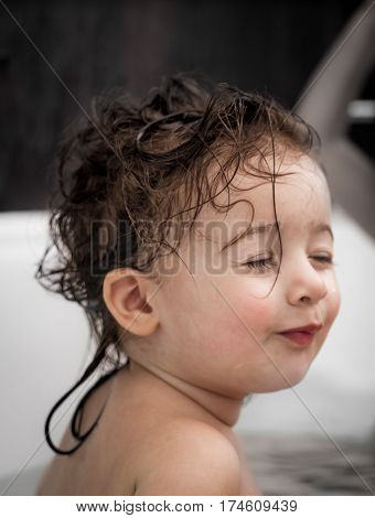 Little Cute Girl In The Bathroom