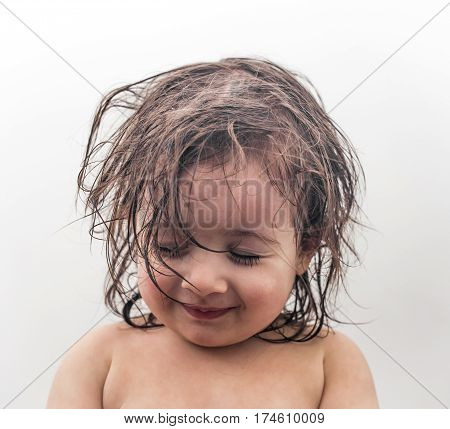 Little Cute Girl In The Bathroom