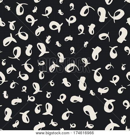 Seamless pattern with hand drawn whimsical swashes. Random geometric graphic design elements. Scrapbook wallpaper. Brush strokes texture. Vector illustration