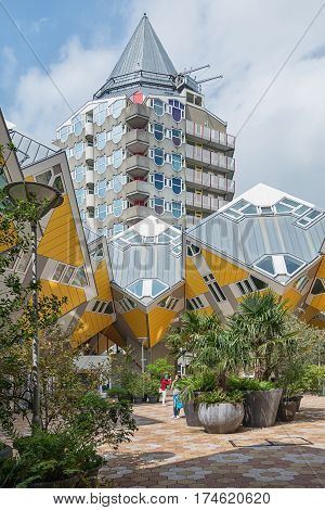 Rotterdam Netherlands - May 26 2016: Cube houses are a set of innovative houses.