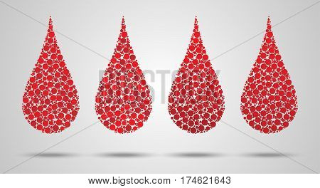 Set Of Blood Drops Made Of Circles. Hemophilia Day Concept. Vector Illustration Eps 10.