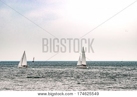 Sailing ship on the sea. Tall Ship.Yachting and Sailing travel. Cruises and holidays